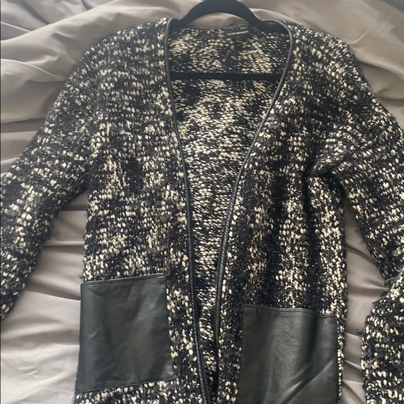 zippered cardigan with leather pockets - Picture 1 of 1